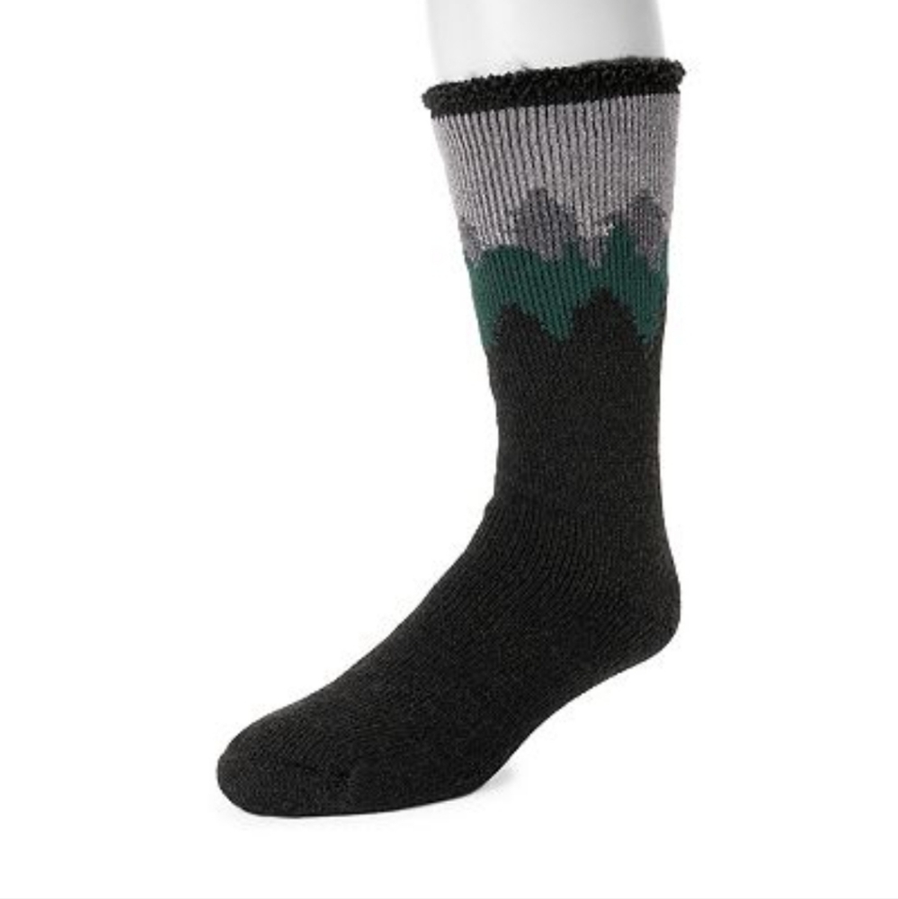 Men's MUK LUKS Heat Retainers Solid Thermal Socks, Green Treeline, OSFM